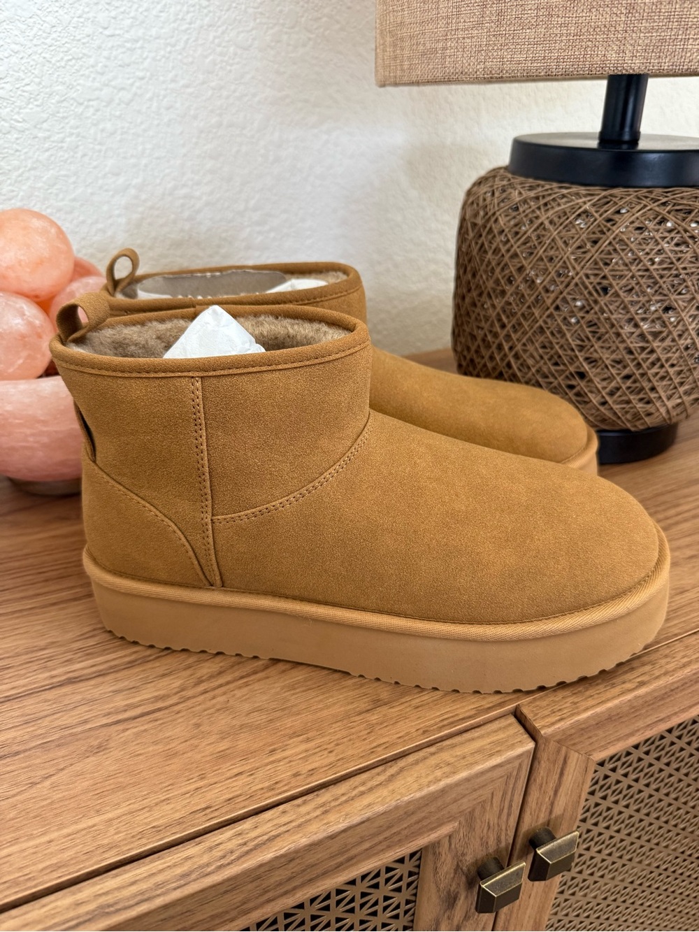 American Eagle Outfitters Chestnut Suede-Look Ankle Booties